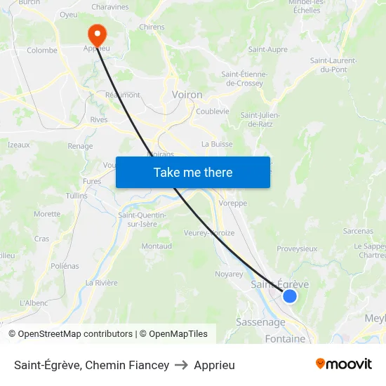 Saint-Égrève, Chemin Fiancey to Apprieu map