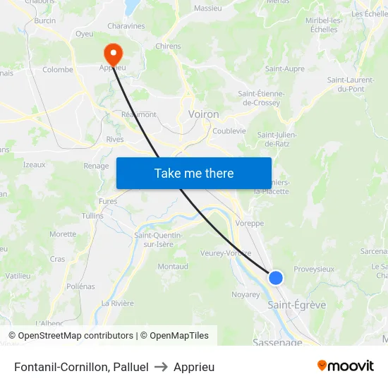 Fontanil-Cornillon, Palluel to Apprieu map