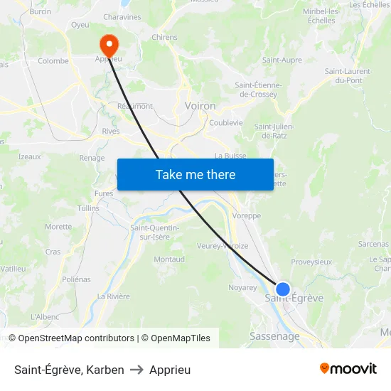 Saint-Égrève, Karben to Apprieu map