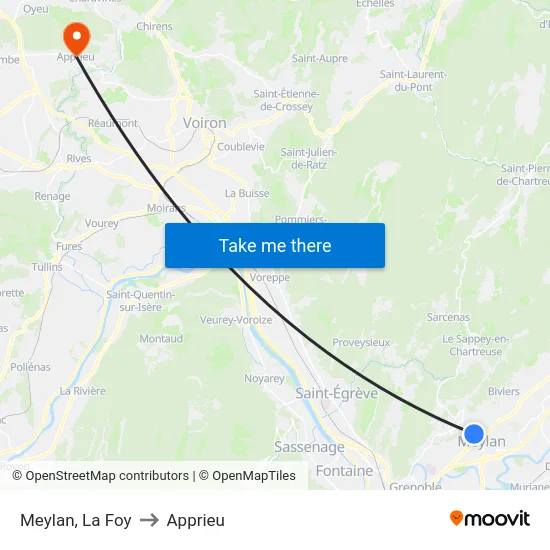 Meylan, La Foy to Apprieu map