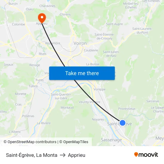 Saint-Égrève, La Monta to Apprieu map