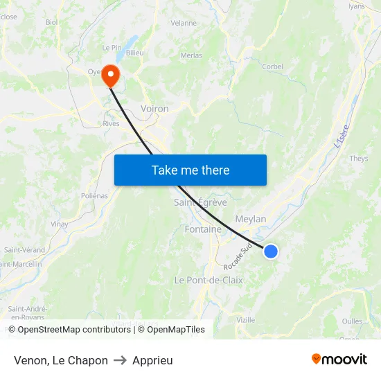 Venon, Le Chapon to Apprieu map