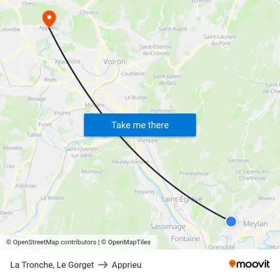 La Tronche, Le Gorget to Apprieu map