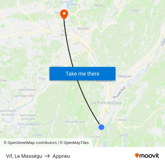 Vif, Le Masségu to Apprieu map
