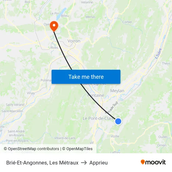 Brié-Et-Angonnes, Les Métraux to Apprieu map