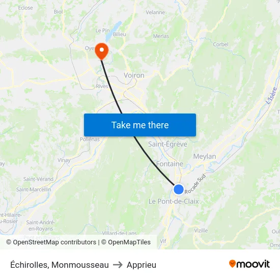 Échirolles, Monmousseau to Apprieu map
