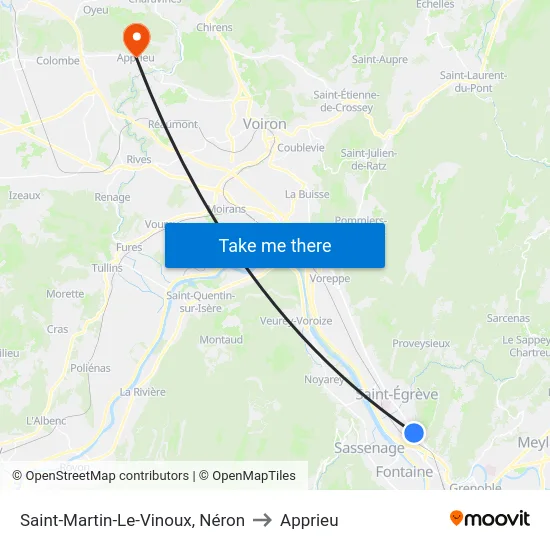 Saint-Martin-Le-Vinoux, Néron to Apprieu map