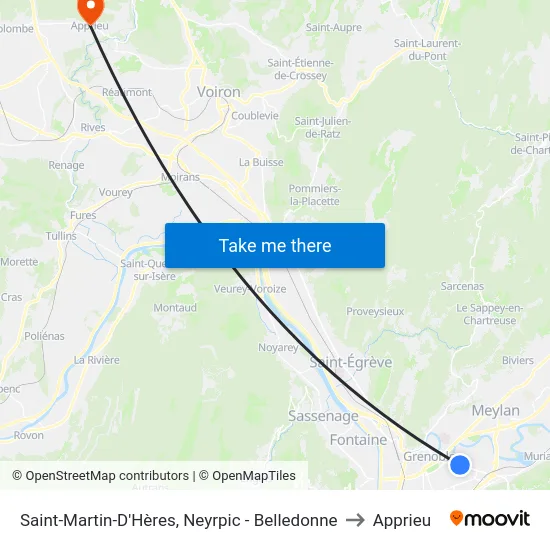 Saint-Martin-D'Hères, Neyrpic - Belledonne to Apprieu map