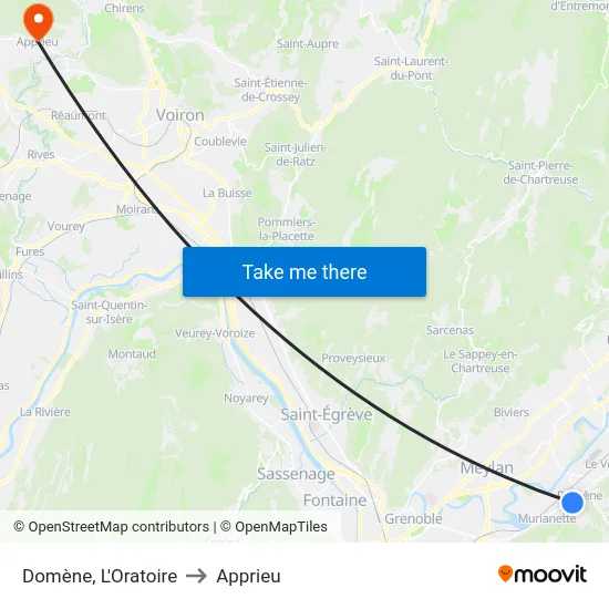 Domène, L'Oratoire to Apprieu map