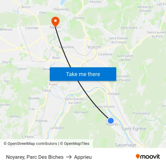 Noyarey, Parc Des Biches to Apprieu map