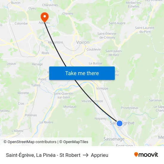 Saint-Égrève, La Pinéa - St Robert to Apprieu map