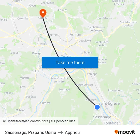 Sassenage, Praparis Usine to Apprieu map