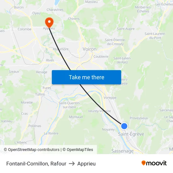 Fontanil-Cornillon, Rafour to Apprieu map