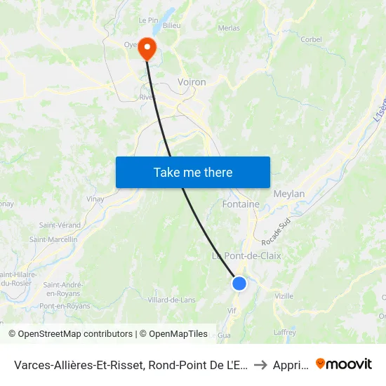 Varces-Allières-Et-Risset, Rond-Point De L'Europe to Apprieu map