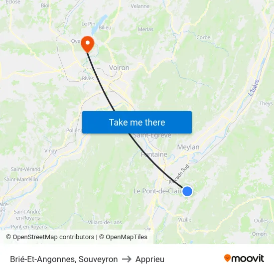 Brié-Et-Angonnes, Souveyron to Apprieu map