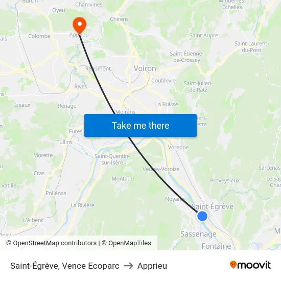 Saint-Égrève, Vence Ecoparc to Apprieu map