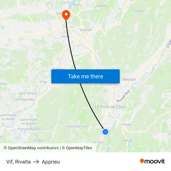 Vif, Rivalta to Apprieu map