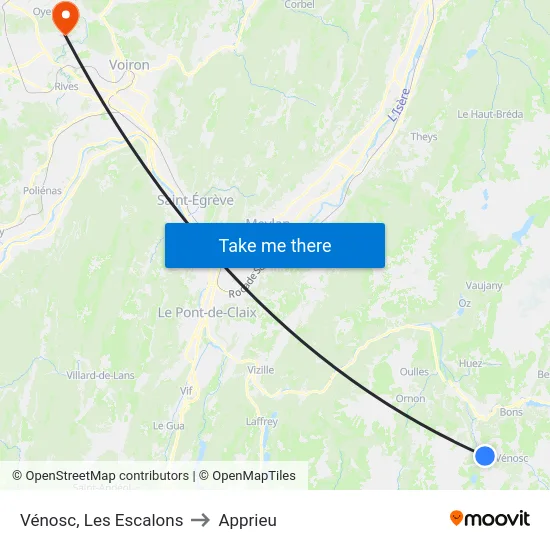 Vénosc, Les Escalons to Apprieu map
