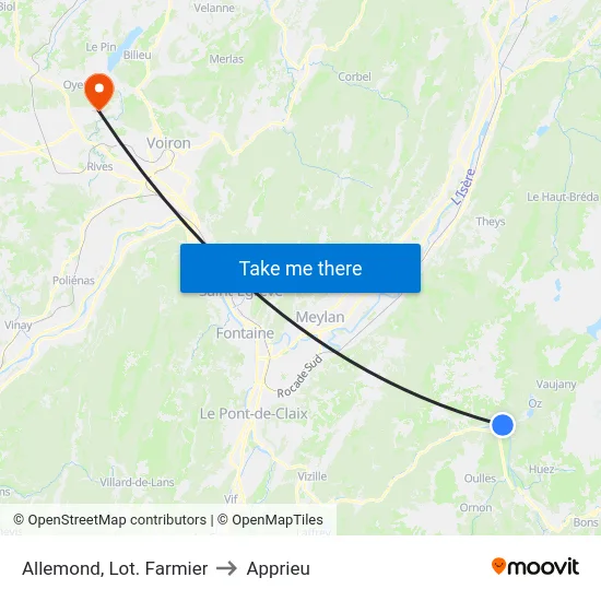 Allemond, Lot. Farmier to Apprieu map