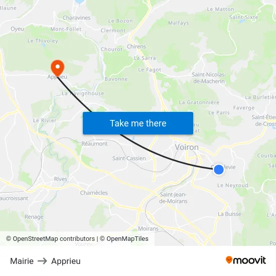 Mairie to Apprieu map