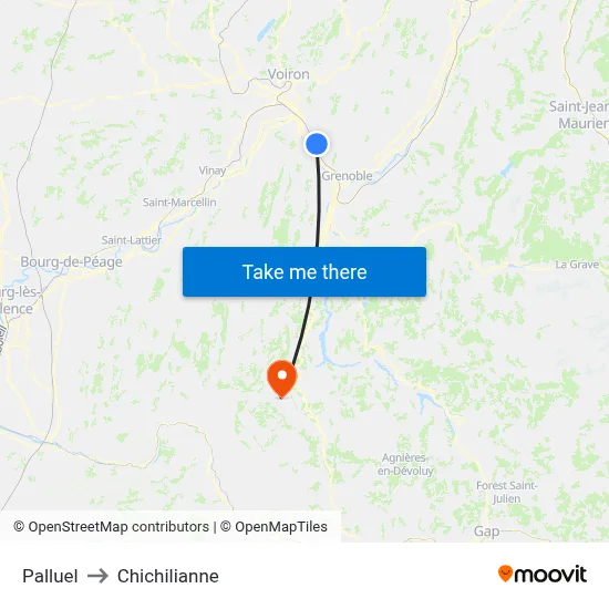 Palluel to Chichilianne map