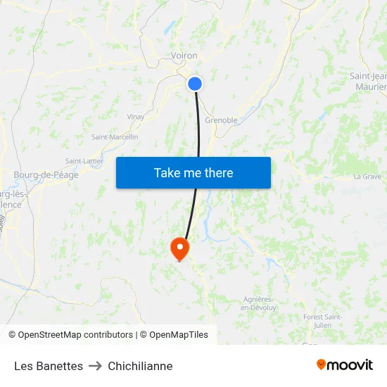 Les Banettes to Chichilianne map
