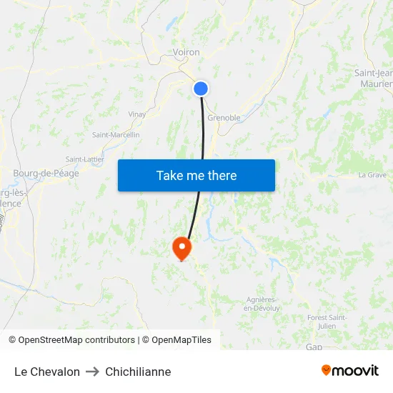 Le Chevalon to Chichilianne map