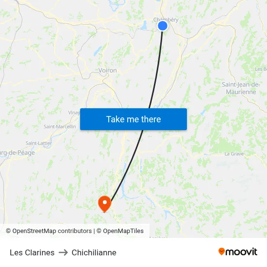 Les Clarines to Chichilianne map