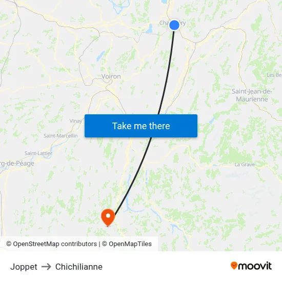Joppet to Chichilianne map