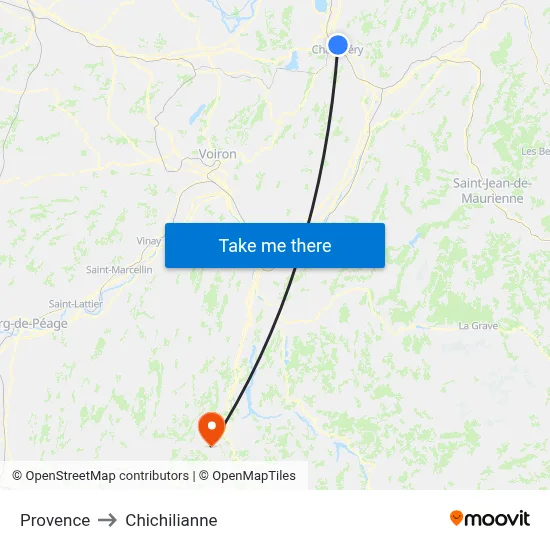 Provence to Chichilianne map