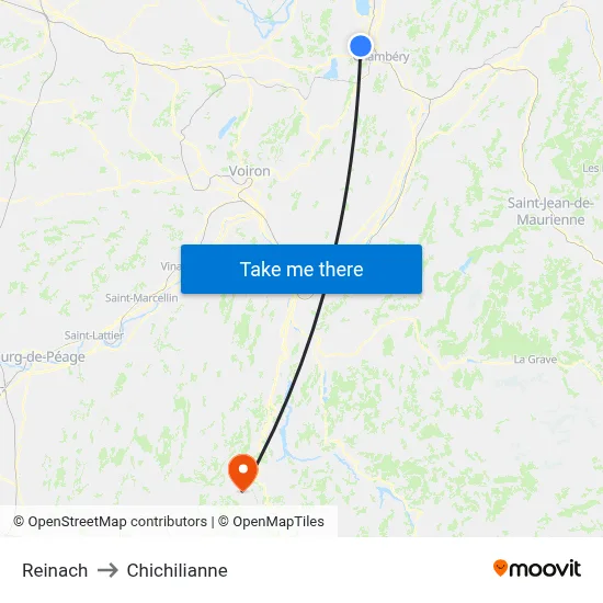 Reinach to Chichilianne map