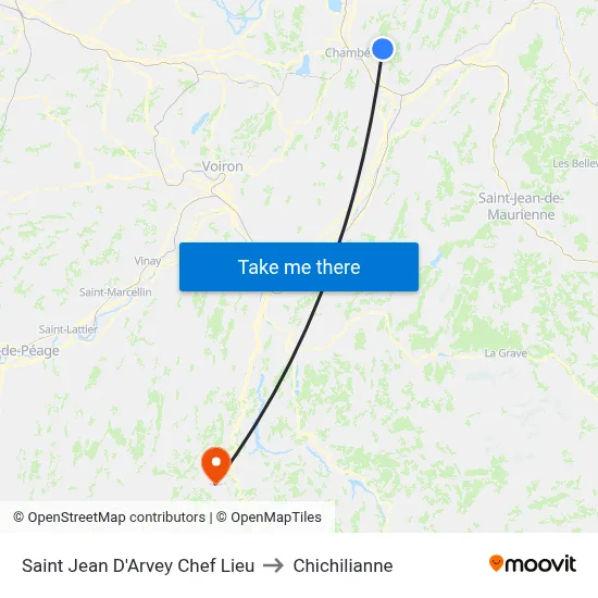 Saint Jean D'Arvey Chef Lieu to Chichilianne map