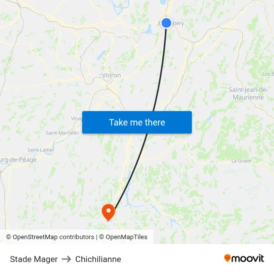 Stade Mager to Chichilianne map