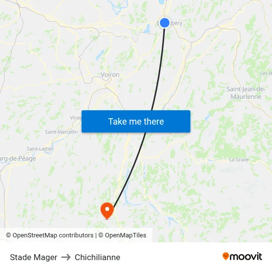 Stade Mager to Chichilianne map