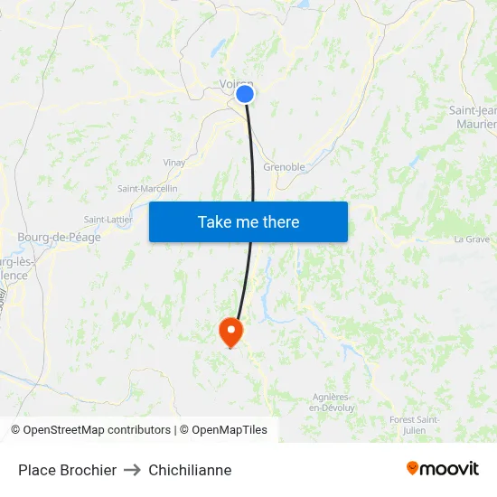 Place Brochier to Chichilianne map