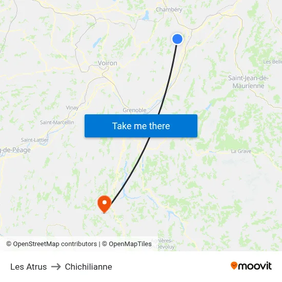 Les Atrus to Chichilianne map