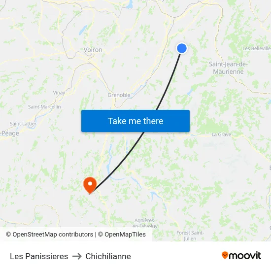 Les Panissieres to Chichilianne map