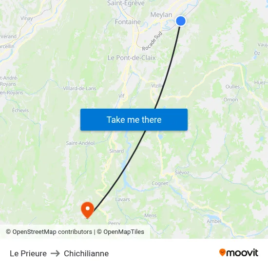 Le Prieure to Chichilianne map