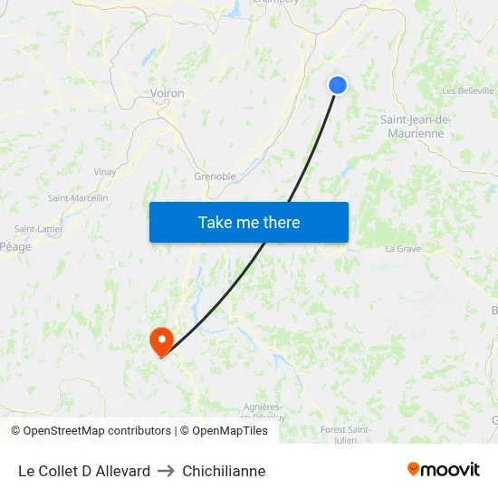 Le Collet D Allevard to Chichilianne map
