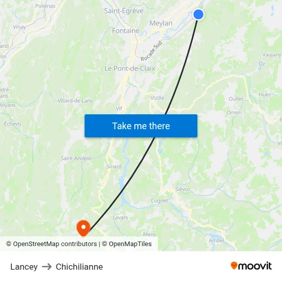 Lancey to Chichilianne map