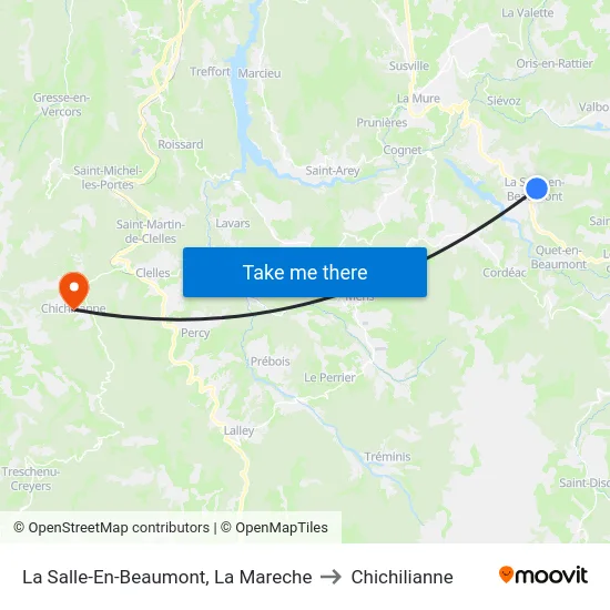 La Salle-En-Beaumont, La Mareche to Chichilianne map
