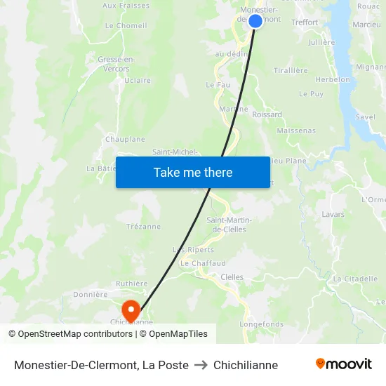 Monestier-De-Clermont, La Poste to Chichilianne map