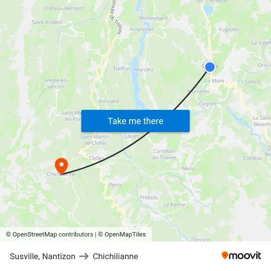 Susville, Nantizon to Chichilianne map