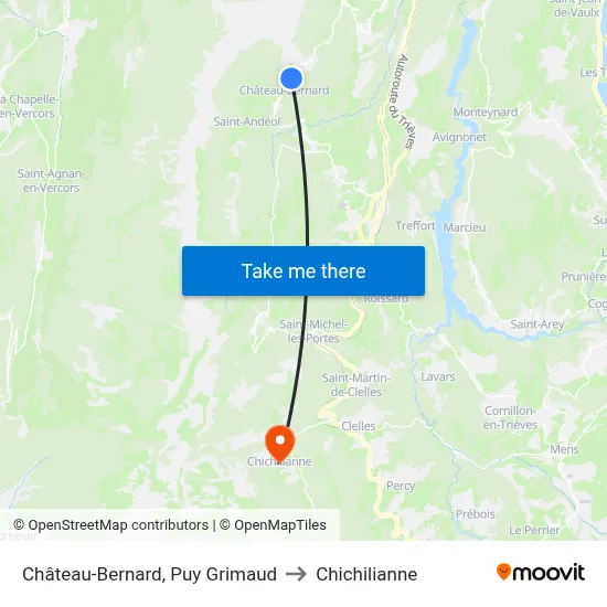 Château-Bernard, Puy Grimaud to Chichilianne map