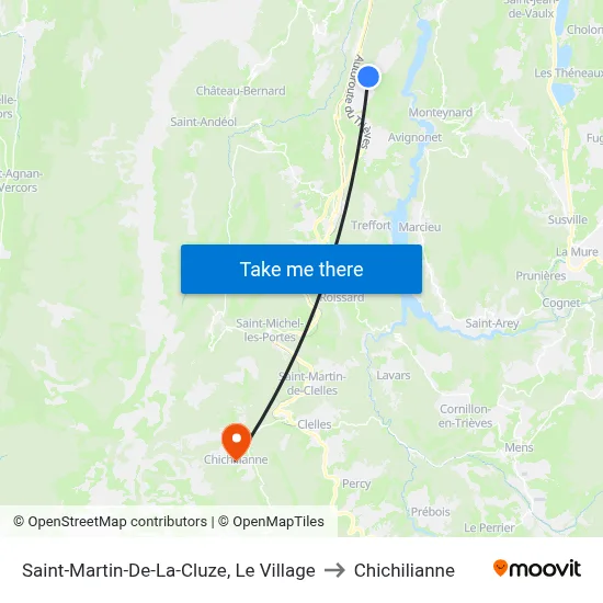Saint-Martin-De-La-Cluze, Le Village to Chichilianne map