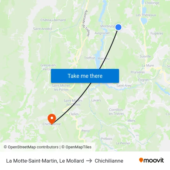 La Motte-Saint-Martin, Le Mollard to Chichilianne map
