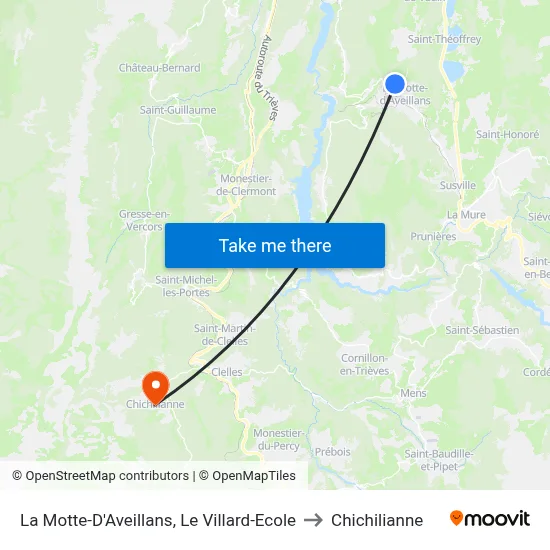 La Motte-D'Aveillans, Le Villard-Ecole to Chichilianne map