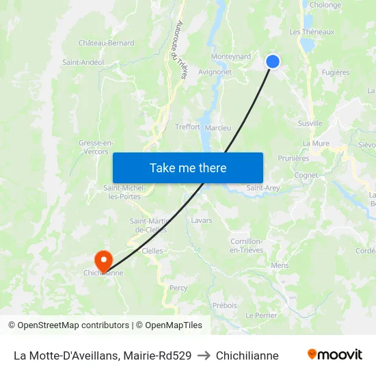 La Motte-D'Aveillans, Mairie-Rd529 to Chichilianne map