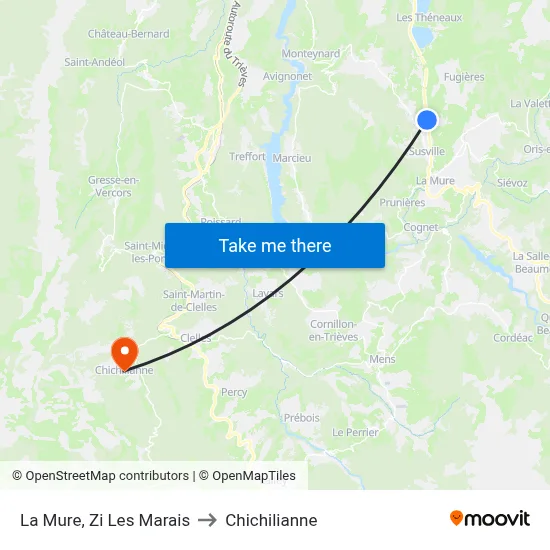 La Mure, Zi Les Marais to Chichilianne map