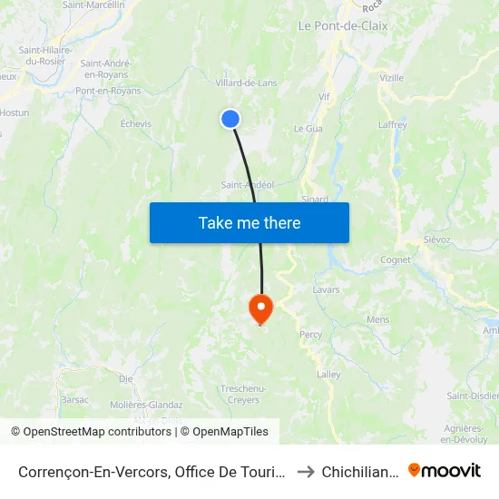 Corrençon-En-Vercors, Office De Tourisme to Chichilianne map